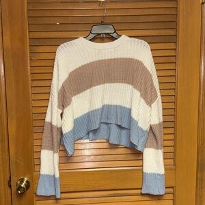 Sincerely Jules Colorblock Sweater - Cream, Brown, and Blue